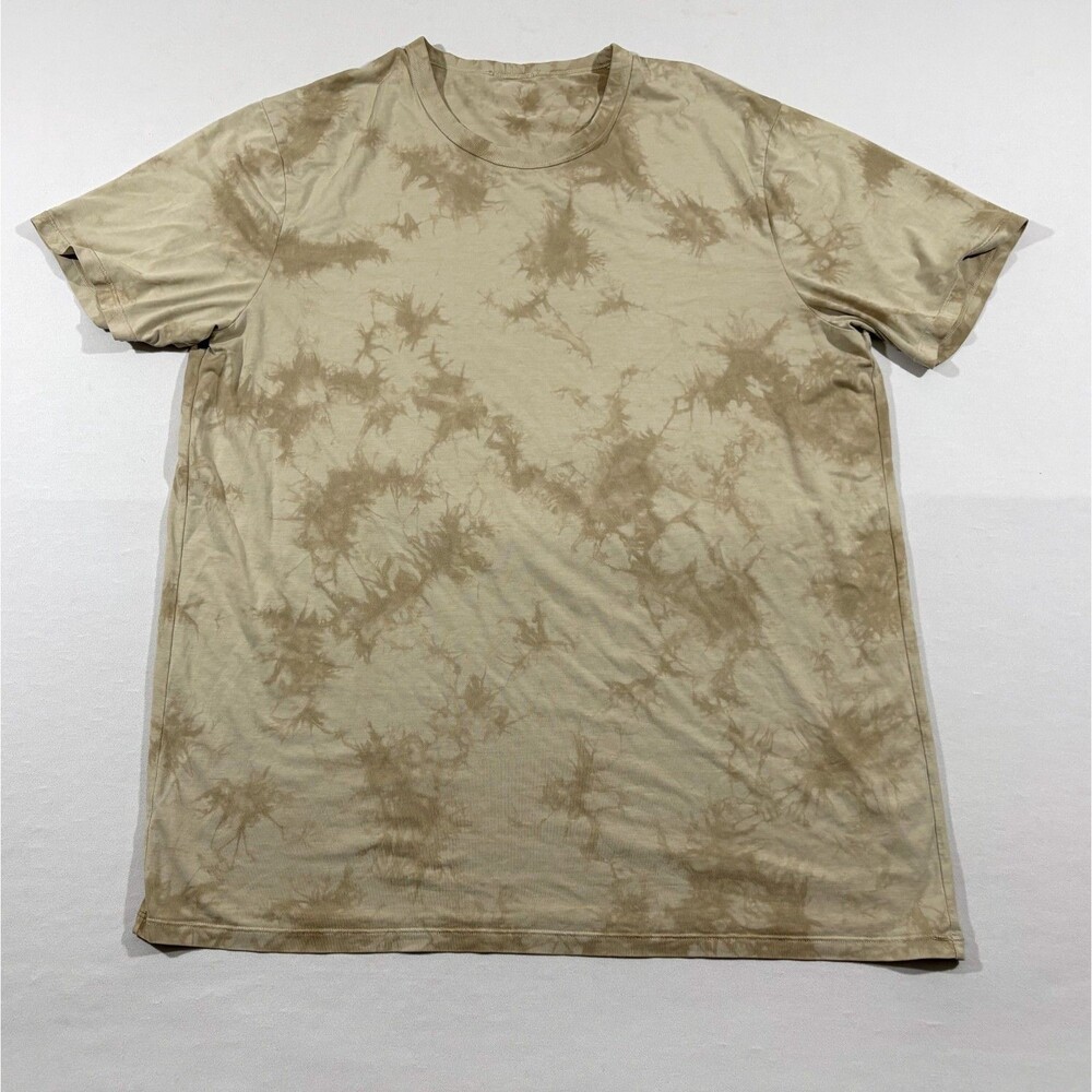 Lululemon The Fundamental Mens Tie Dye Tide Shibori Tan T-shirt Tee Gym Sz XL